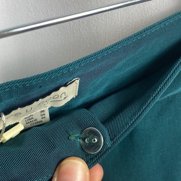 Anthropologie See U Soon Dark Tourquoise Green Tapered Linen Trouser Dress Pants - Picture 8 of 16